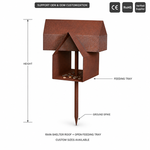 JH-Mech <span class=keywords><strong>Palo</strong></span> Personalizzato per Alimentazione Uccelli da Esterno, Design Artistico Moderno in Acciaio <span class=keywords><strong>Corten</strong></span>, Stazione di Alimentazione per Uccelli da Giardino - Product Image 2