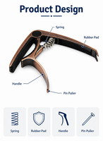 Capo Gitar Berbahan Paduan Seng dengan Pegas dan Penarik Pin, Capo Trigger untuk Gitar Akustik Elektrik, Latihan, dan Pertunjukan Panggung