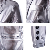 Veste de Soirée Homme Slim Fit Solid Shiny en Or Argent Noir pour Mariage Prom Casual Blazer Veste Automne Saison avec Logo Devant