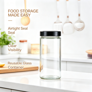 Offre Spéciale – Pots en Verre Rond en Borosilicate avec Col Métallique et Design Estampé pour Stockage Alimentaire – 100ml, 150ml, 180ml, 250ml, 280ml, 380ml, 500ml, 750ml - Product Image 6