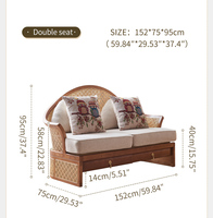Ensemble de canapés de rangement en rotin et bois massif de frêne, style Japandi vintage moderne, meubles en osier d'intérieur pour salon, appartement, majlis