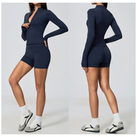 Ensemble de fitness pour femmes, short à manches longues, respirant, extensible dans quatre directions, séchage rapide, pour la course à pied en plein air à haute intensité