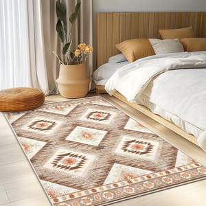 Alfombra de entrada geométrica abstracta de terciopelo cristalino, rectangular, de fibra de poliéster para interiores, fácil de limpiar, 1 unidad - Product Image 1