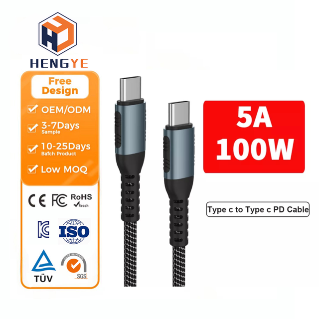 Laptop USB-C to C Rapide Fast Charging Nylon Braided Pure Copper Conductor 100W PD Data Cable for Printer