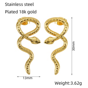 7 Estilos de Aretes de Acero Inoxidable con Forma de Animales para Mujer, Aretes de Serpiente Chapados en Oro, Joyería para Orejas - Product Image 4