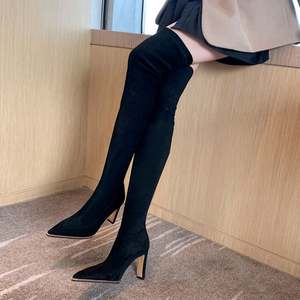 Bottes en fourrure sexy pour femmes Cialisa, mode automne/hiver, au-dessus du genou, cuissardes, talons hauts - Product Image 4