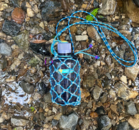 Porte-bouteille d'eau unique avec nœuds, sac de survie, cordon en strass, porte-téléphone en macramé scintillant avec mousqueton pour le camping