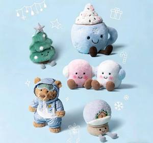 EZBABY gelée chat lapin longue peluche doublure en maille Super douce 13cm boule à neige poupée cadeau de noël pour les enfants - Product Image 2
