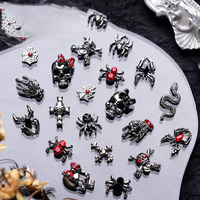 Halloween 3D gothique fantôme citrouille et squelette décorations pour ongles alliage métal strass avec design breloques Halloween ongles bijoux
