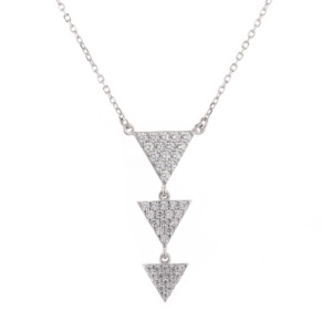 Bijoux en argent Sterling 925, collier Lariat, chaîne, Triangle, zircon cubique, collier pour femmes, ensemble de bijoux de mariage - Product Image 2