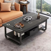 Nouveau design de mobilier de salon table basse ronde moderne en pierre frittée avec socle en acier inoxydable