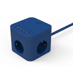 Prise Cube multiprise avec 4 Ports USB, cordon d'extension de sortie allemagne au Design à la mode