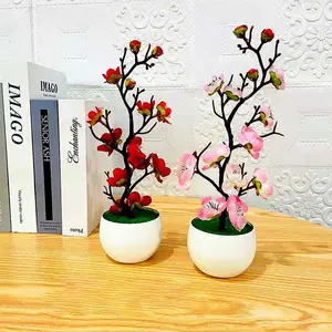 Venda por atacado direto de boa qualidade flores artificiais para decoração de bonsai flor de ameixa Wintersweet