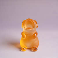 Bernstein-Kristall Hundefigur Welpen-Statue Tierskulptur Sammlerstück Wohndekor Geschenk