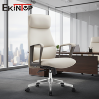 Fauteuil de bureau exécutif en cuir ergonomique Ekintop, moderne, à dossier haut, luxueux et inclinable