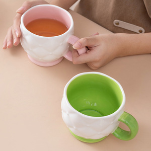 Taza de Cerámica de Color Sólido con Asa, Taza Individual para Uso Doméstico, Regalo, Presente 2025 - Product Image 1