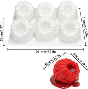 Moule à gâteau mousse framboise à 6 cavités, grand format, en silicone alimentaire, pour chocolat et desserts, idéal pour les réunions de famille, ustensile de cuisson DIY - Product Image 6