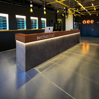 Comptoir de bar industriel moderne en bois gris pour bars à thé au lait/café/vin, bureaux de caisse, capacité 2-3 personnes, marque Yimutang