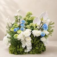 Rangkaian Bunga Sutra Delphinium Calla Lily Biru Putih Buatan Baru PPS 60cm untuk Dekorasi Pernikahan