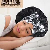 Bonnet de nuit en satin à large bande imprimé, grande taille, best-seller JX, pour le soin des cheveux, pour femmes