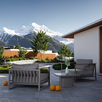 Haoqi - Vente directe d'usine - Mobilier d'extérieur en aluminium résistant aux intempéries - Design minimaliste - Ensemble de canapés pour hôtel, villa, jardin - Garantie 3 ans