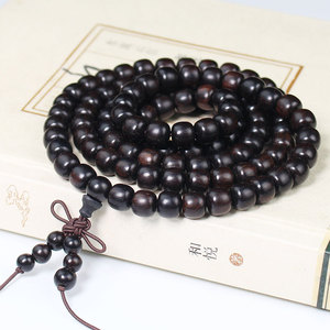 Pulsera budista de ébano con 108 cuentas, forma de barril, joyería religiosa unisex para ceremonias - Product Image 3
