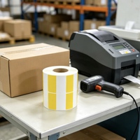 Étiquette autocollante vierge jaune et blanche personnalisée pour code-barres, transfert thermique, pour marquage d'inventaire et étiquetage d'entrepôt