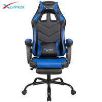 Chaise de jeu ergonomique pivotante de luxe moderne en cuir synthétique avec repose-pieds et structure en acier pour PC Gamer