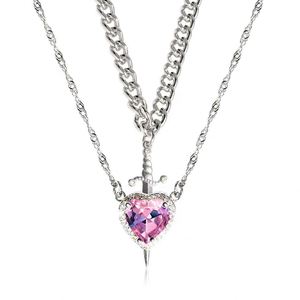 Collar Creativo con Colgante de Espada y Corazón para Parejas, Cadena para Clavícula, Accesorios de Moda para Mujeres, Regalo para Parejas, Joyería - Product Image 3