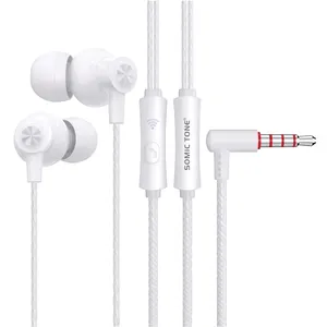 Earbuds in-Ear Headphones Extra Bass Earphones Wired Earbuds with Microphone Quad Drivers Hi-Res Earphones