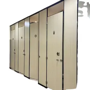 Contemporary HPL panel toilet partition systems with 304 Stainless Steel Toilet Cubicle Partition