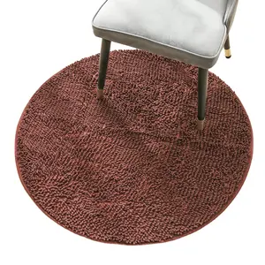 Custom Woonkamer Grote Ronde Shaggy Chenille Tapijten Met Pvc Non-Slip Bodem