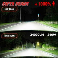 Ampoules de phares LED H7 240W 24000LM 6500K, kit de conversion de phares LED haute puissance pour voiture avec ventilateur de refroidissement Turbo