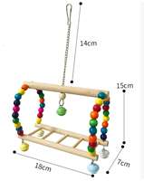 Ensemble de 7 jouets écologiques pour perroquets XINMEIQI : balançoire suspendue, corde d'escalade, échelle, perles en bois, matériaux en bois et bambou, coloré