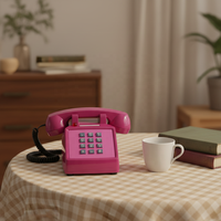Téléphone fixe vintage violet personnalisé avec clavier à boutons-poussoirs, fonction d'alerte d'appel entrant et sonnerie Bluetooth antique