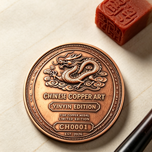 Barra de Cobre de 1 Onza con Motivo de Dragón Chino Mítico en Nube, Edición Yinyin, Medalla Redonda de Cobre Fino, Edición Limitada para Coleccionistas - Product Image 4