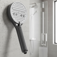 Pommeau de douche à main haute pression gris à grand panneau, 12 cm, antidérapant, design moderne, en plastique ABS, installation facile, pour salle de bain