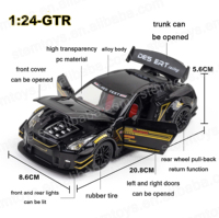 Nuevo Auto a Escala 1:24 GTR de Aleación Fundida con Recubrimiento, Mini Coche con Sonido de Pulverización y Luz, Vehículos de Juguete Diecast para Niños