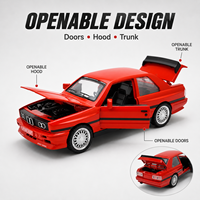Modèle réduit E30 M3 classique à l'échelle 1:32, en alliage, avec livery de course, à rétrofriction, portes ouvrables, voiture de luxe rétro en métal écologique