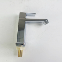 Robinet de lavabo carré en alliage de zinc chromé, monocommande, monotrou, pour lavabo en céramique, style contemporain