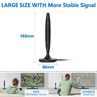 ANTUKO TV-Mobilantenne DVB-T2 Smart Digital HD Innenantenne mit Verstärker 25 DBI 3m/9,8ft 2,5C-2V Kabel 75 Ohm Magnetfuß Buchse