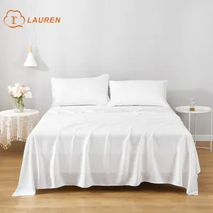 Ensemble de literie en tissu, drap de lit, taie d'oreiller, housse de couette, 100% bambou biologique tissé, ensemble de literie Simple et solide