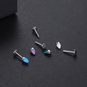 Opaal Kogel Top Implantaat Kwaliteit Titanium Intern Schroefdraad Labret Studs Lip Piercing Sieraden Voor Kin Monroe Oor Kraakbeen - Product Image 6
