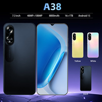 A38 2026 Vente Flash Smartphone Android 5G Débloqué Édition Globale 16 Go + 1 To Grand Écran 7,3 Pouces Longue Autonomie Deca Core Android 15