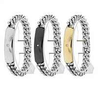 Bracelet léger en acier inoxydable pour homme, pliable, texturé, à bord diagonal, tridimensionnel, espacé, au design affirmé, tendance et rétro