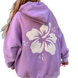 Custom Women's Printed Autumn Winter Fleece Hoodie Warm Drawstring Kangaroo Pocket Front 100% Cotton Quick-Dry Breathable Hooded - Product Image 1