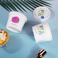 Gobelets à glace en papier biodégradable à paroi simple, recyclables, avec logo personnalisé, 3oz, 4oz, 5oz, avec couvercles et cuillères