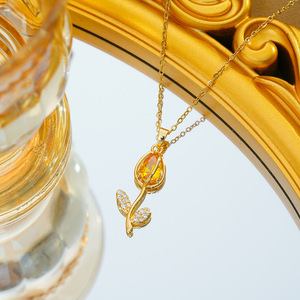 <span class=keywords><strong>Collana</strong></span> di Lusso da Donna con Ciondolo a <span class=keywords><strong>Tulipano</strong></span> in Cristallo Multicolore Placcato Oro, Catena Sottile in Acciaio Inossidabile 316L, Gioielli alla Moda - Product Image 4