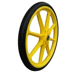 Roda Busa Tahan Tusukan PU Solid 20X2.12 5 Inci dengan Pinggiran Spoked untuk Troli Taman