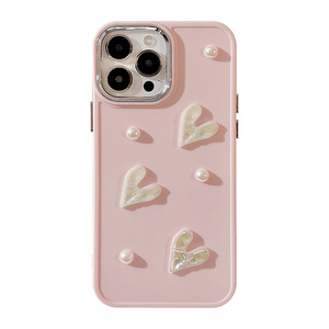 Custodia per cellulare elegante e morbida <span class=keywords><strong>con</strong></span> protezione a 360° a forma di cuore 3D <span class=keywords><strong>con</strong></span> perle - Product Image 5